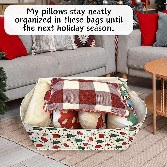 VENO 2 Pack Moving Bags and Large Christmas Decoration Storage Bins with lids. Alternative to Moving Boxes, Packing Supplies for College. Heavy Duty Totes (Jingle Mix, 2 Pack)