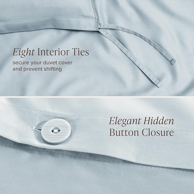 Bare Home 100% Organic Cotton Sateen Duvet Cover Set - Full - 400 Thread Count - Smooth Sateen Weave - Warm & Luxurious - Duvet Cover (Full, Winter Blue)