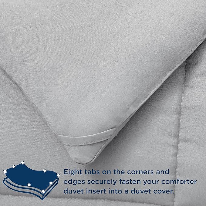 Bedsure Comforter Duvet Insert - Quilted Comforters Twin Size, All Season Duvet, GentleSoft Down Alternative Bedding, with 8 Tabs, Gifts for Women/Men, Light Grey, Twin 88 x 68 Inches