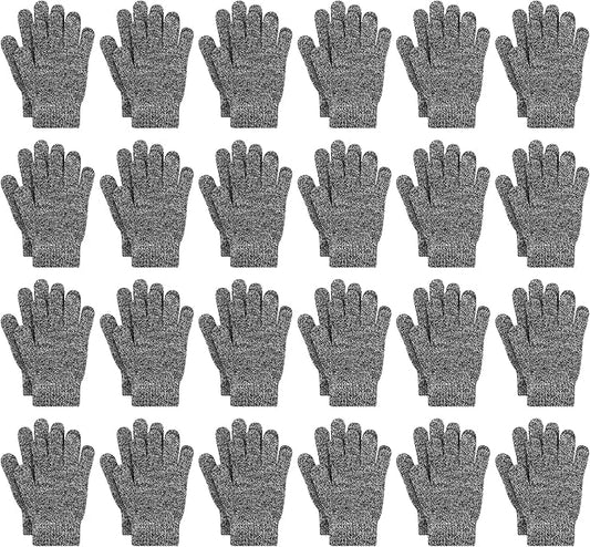 Cooraby 24 Pairs Kids Gloves Winter Magic Gloves Warm Knitted Stretchy Full Fingers Glove for 6-11 Years