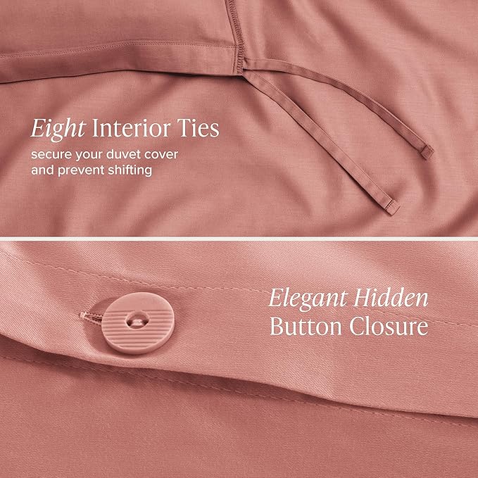 Bare Home 100% Organic Cotton Sateen Duvet Cover Set - Extra Long Size - 400 Thread Count - Smooth Sateen Weave - Warm & Luxurious - Duvet Cover (Twin/Twin XL, Dusty Rose)